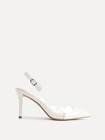 Linzi Nolita White Perspex Patent Mix Slingback Court Heels