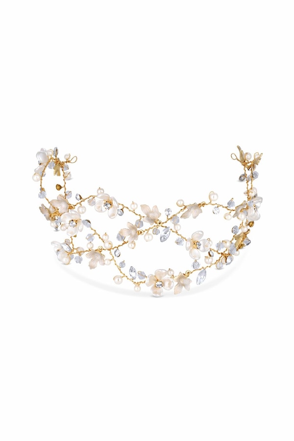 Jon Richard Gold Plated White Floral Hair Vine - Gift Pouch