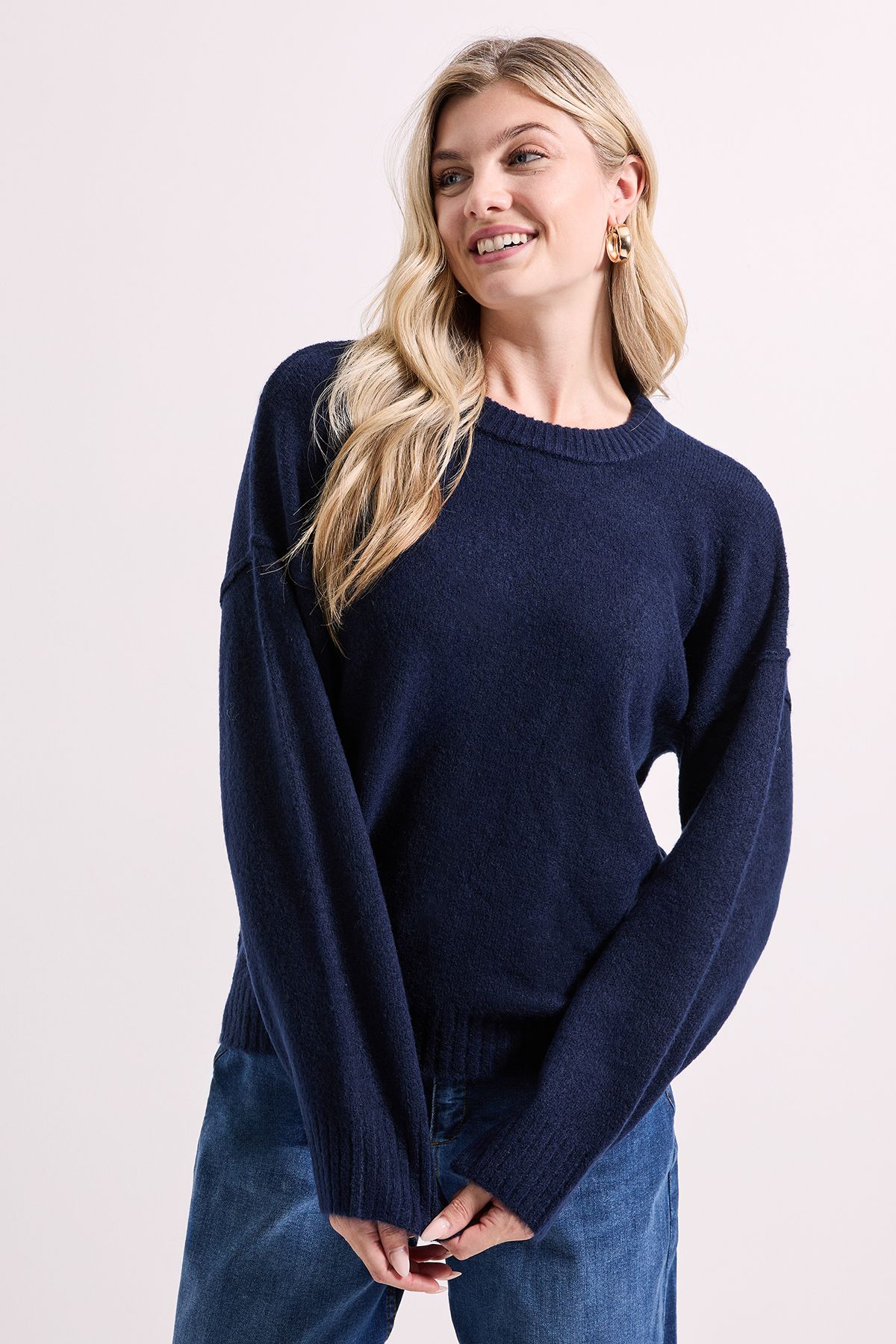 Dorothy Perkins Relaxed Crew Jumper Navy image 2