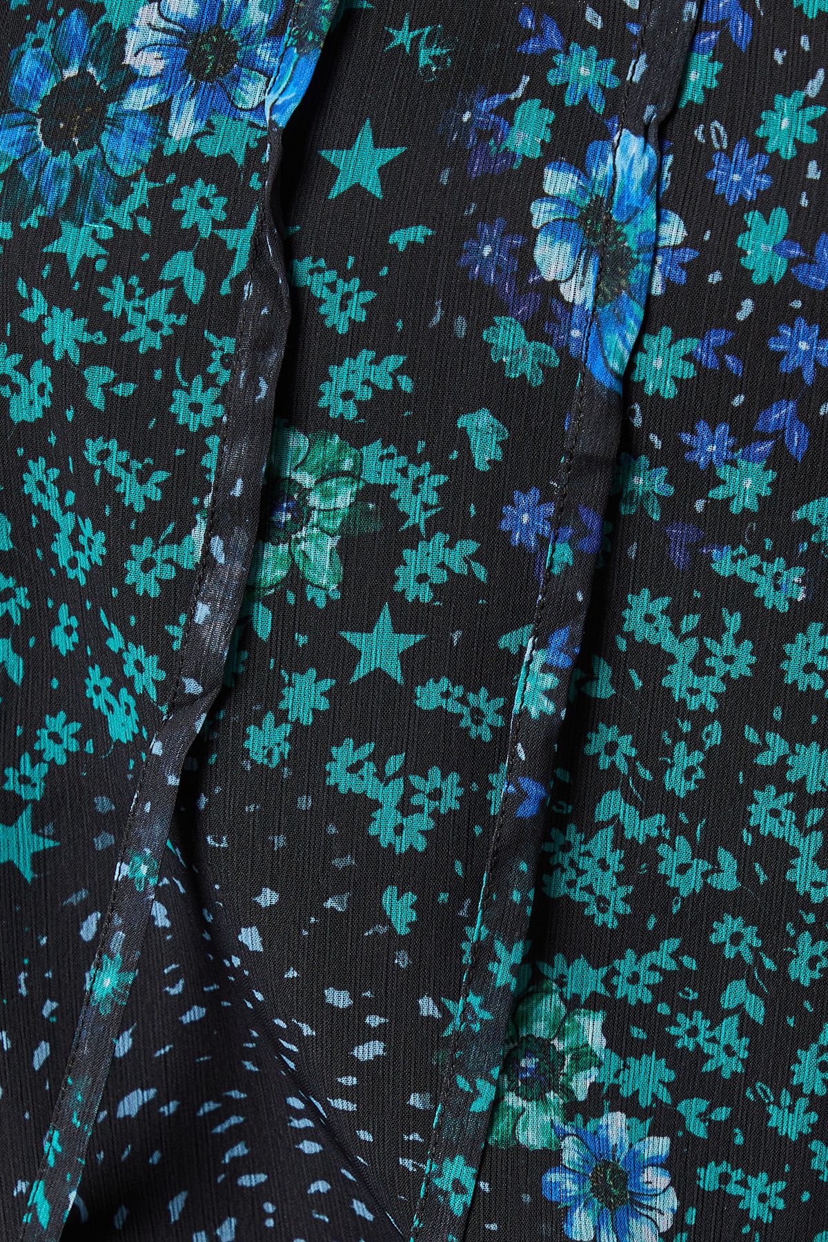 Dorothy Perkins Patchwork Floral Chiffon Overhead Shirt Black image 5