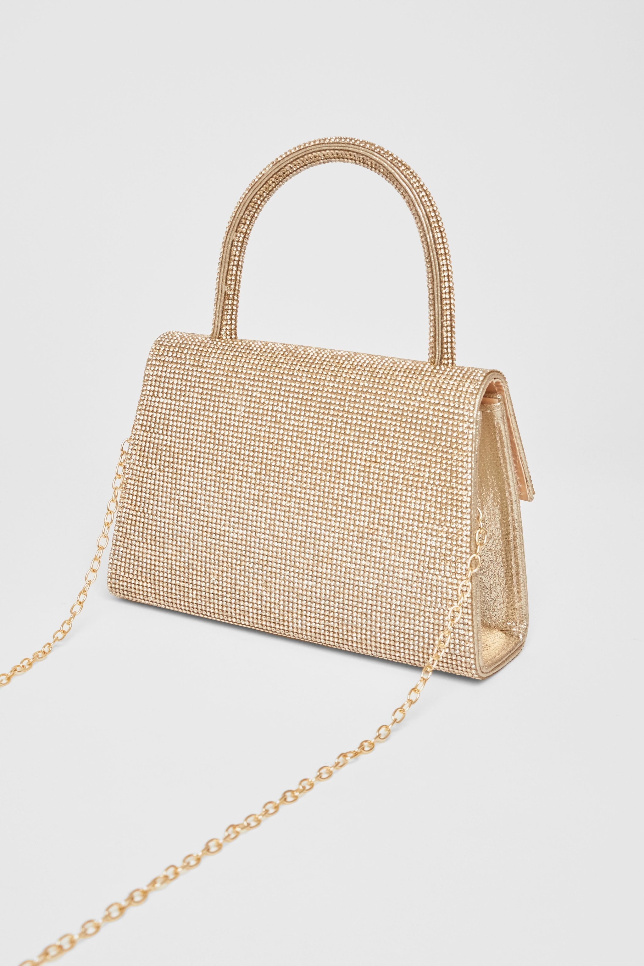 Quiz Gold Diamante Top Handle Bag image 4