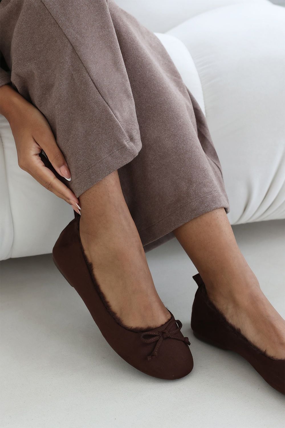 Where's That From 'Danica' Ballet Slippers with Faux Fur Lining and Bow Detail image 7