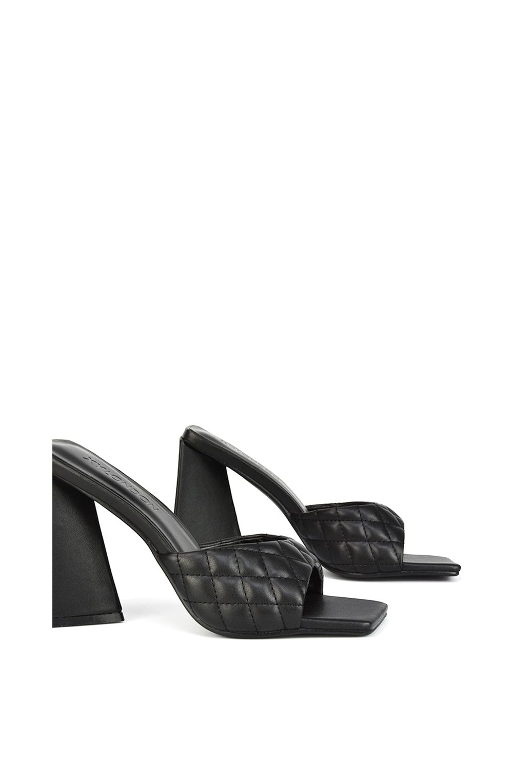 XY London 'Maylin' Quilted Square Toe Sculptured Flared High Heels image 3
