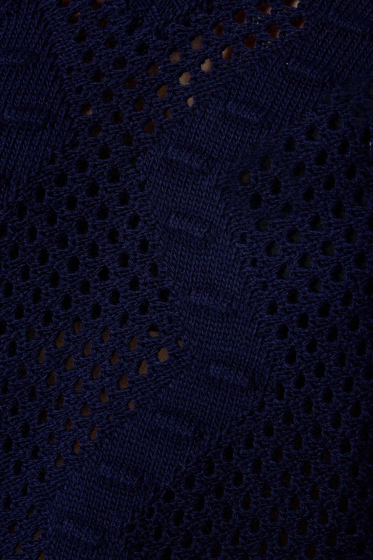 Dorothy Perkins Whipstitch Cable Detail V Neck Jumper Navy image 5