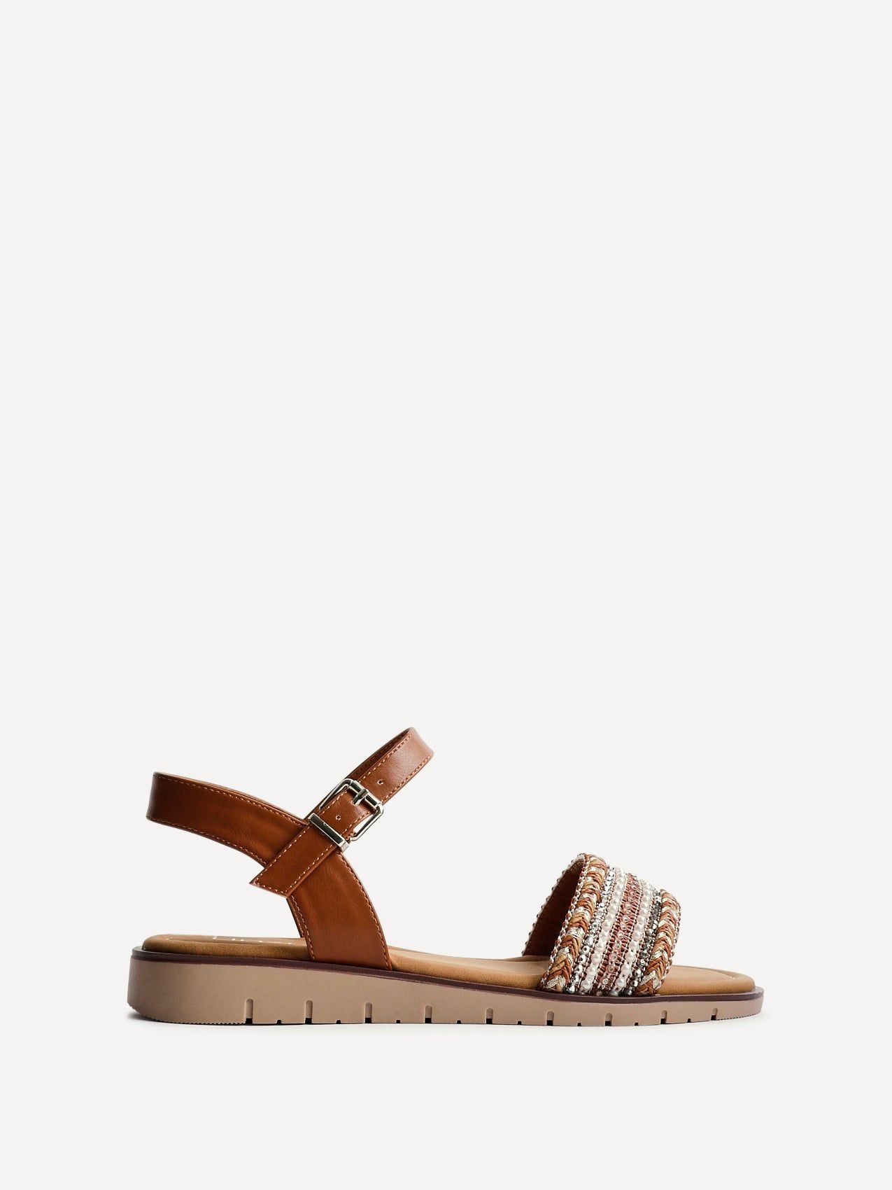 Linzi Topaz Wide Fit Tan Flat Sandals