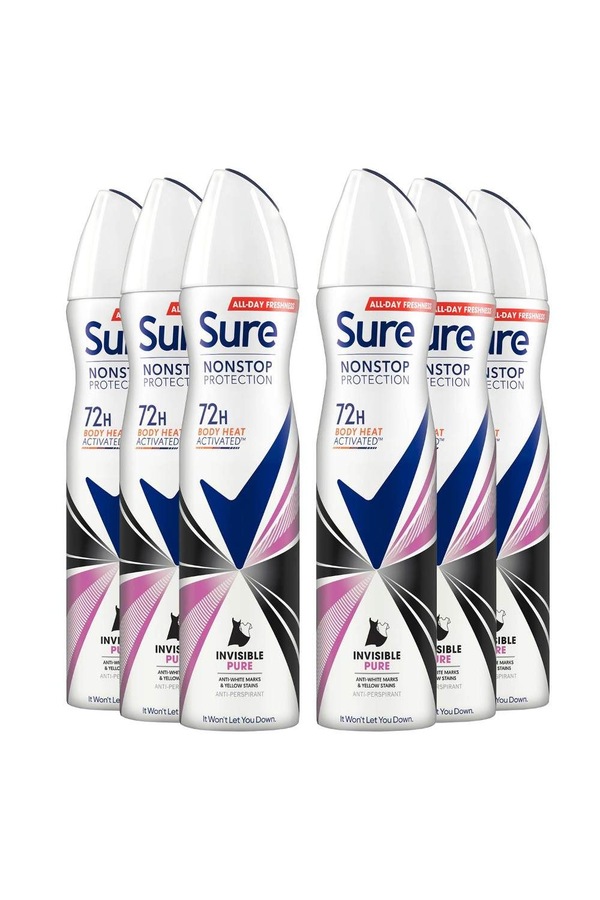 Sure Women 'Antiperspirant' 72H Protection Invisible Pure Deo, 6x250ml