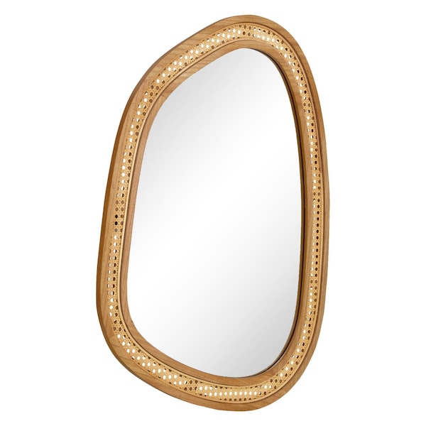 Gymax Irregular Wall Mirror PVC Rattan Decorative Vanity Mirror Boho Style