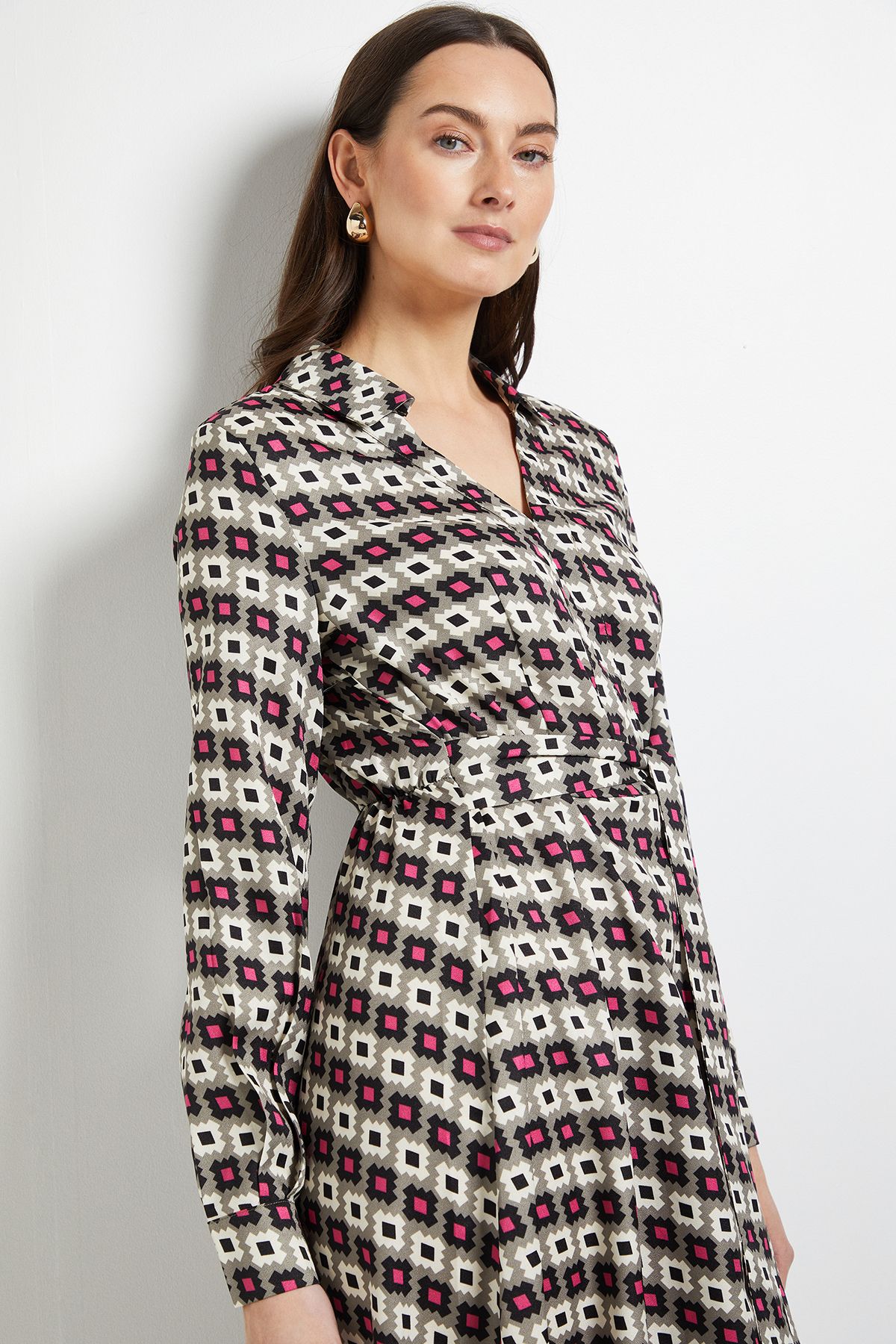 Principles Contrast Collar Shirt Dress Green image 4