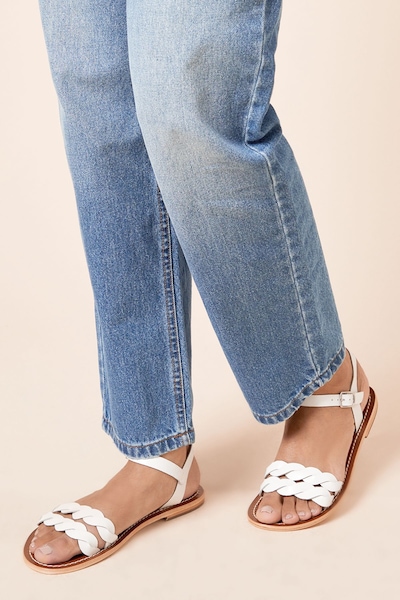 Dorothy Perkins Isobel Real Leather Twist Flat Sandals White