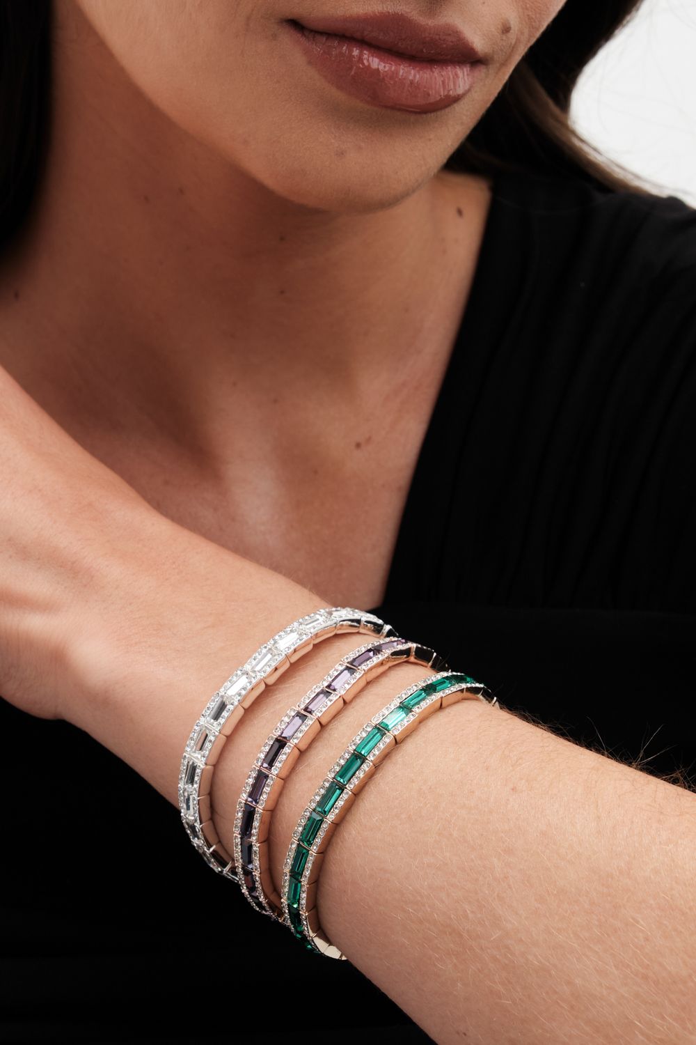 Jon Richard Gold Plated Emerald Baguette Stretch Bracelet image 3