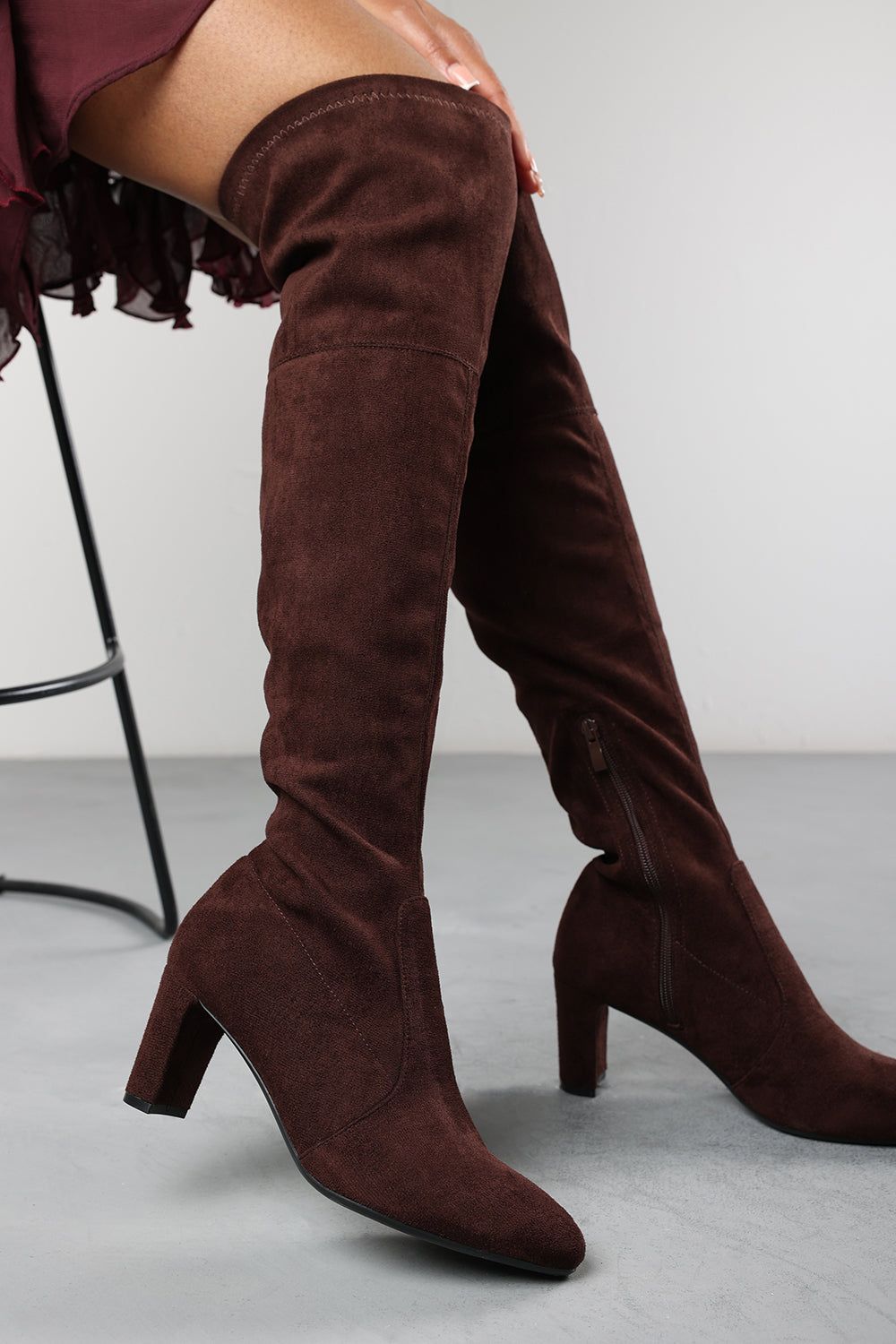 Where's That From 'Sonya' Suede Block Heel Over The Knee Boots image 1