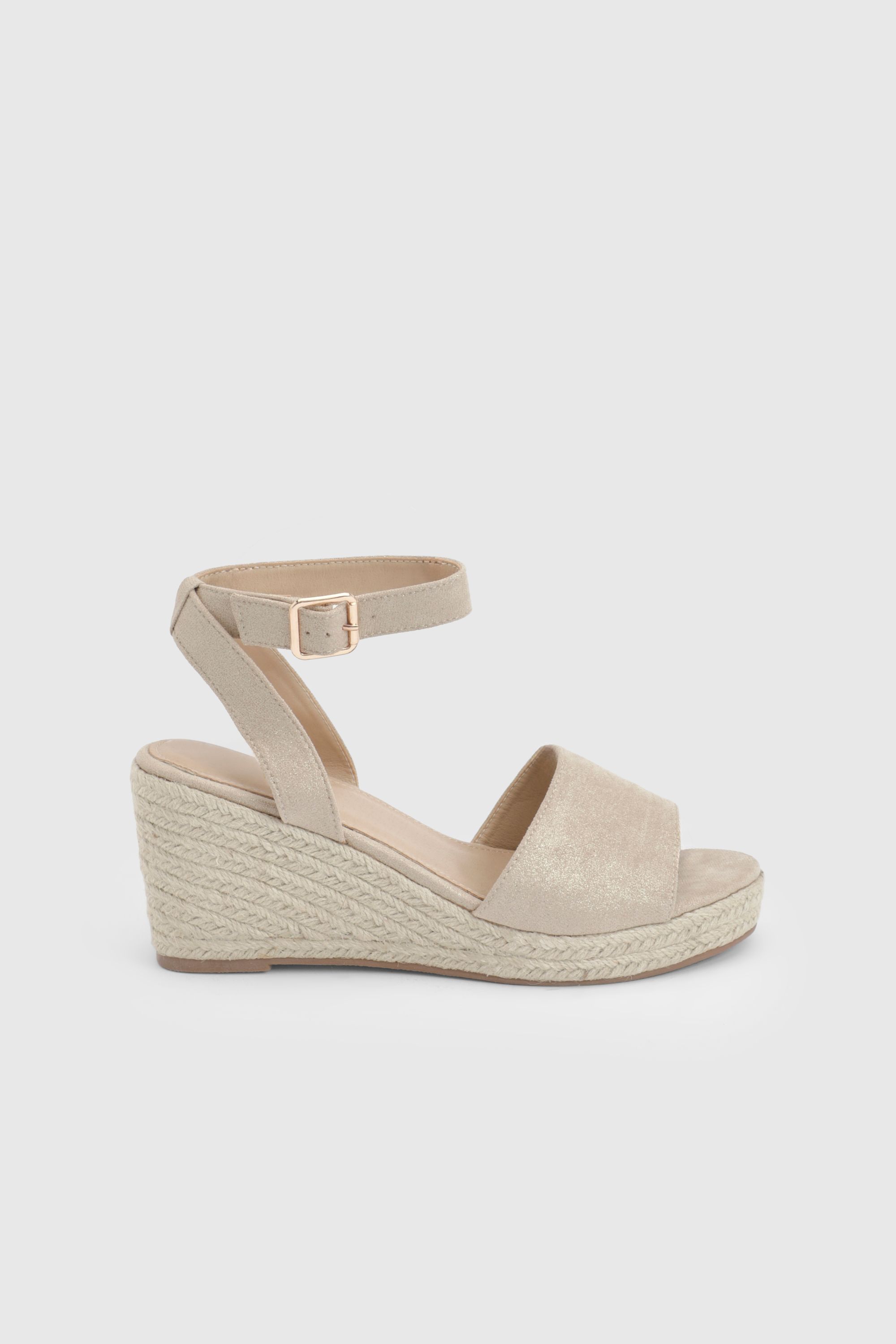 Dorothy Perkins Rebekah Faux Suede Peep Toe Espadrille Wedge Sandals Beige