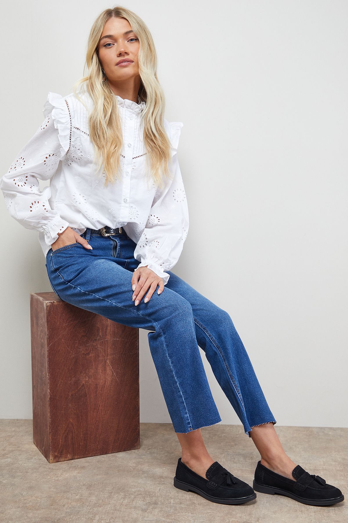 Oasis Bunny Suede Brogue Detail Tassel Loafers Natural Black