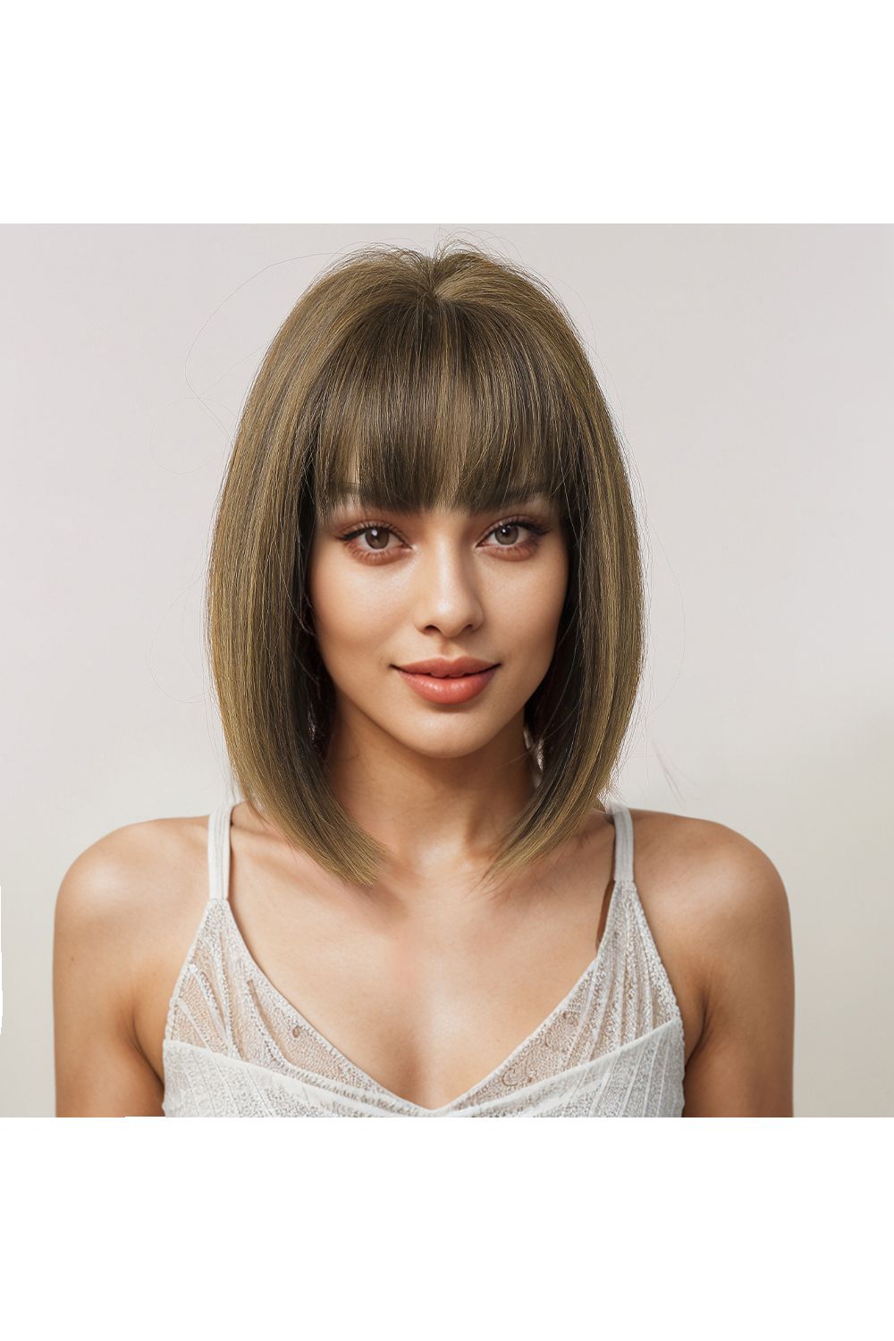 SHEONLY Short Straight Bob Wig with Bangs image 1