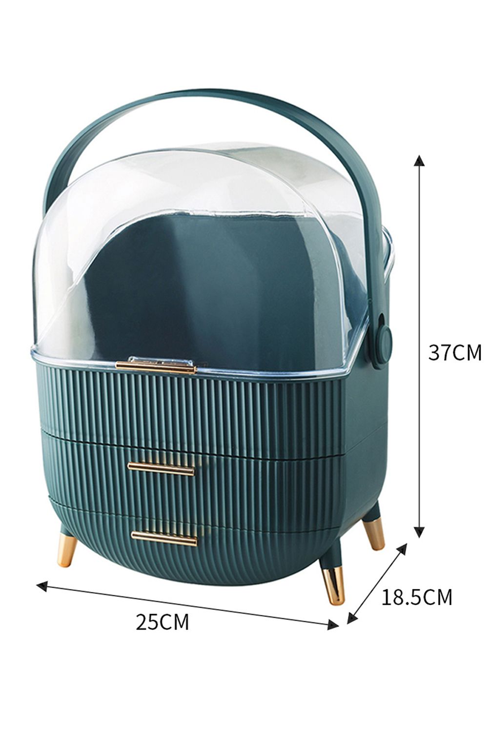 Living and Home Cosmetic Organizer Skincare Display Box With 2 Layers Of Storage Boxes And Transparent Lid Elegant Makeup Storage Organizer Box with Drawers and Handle image 3