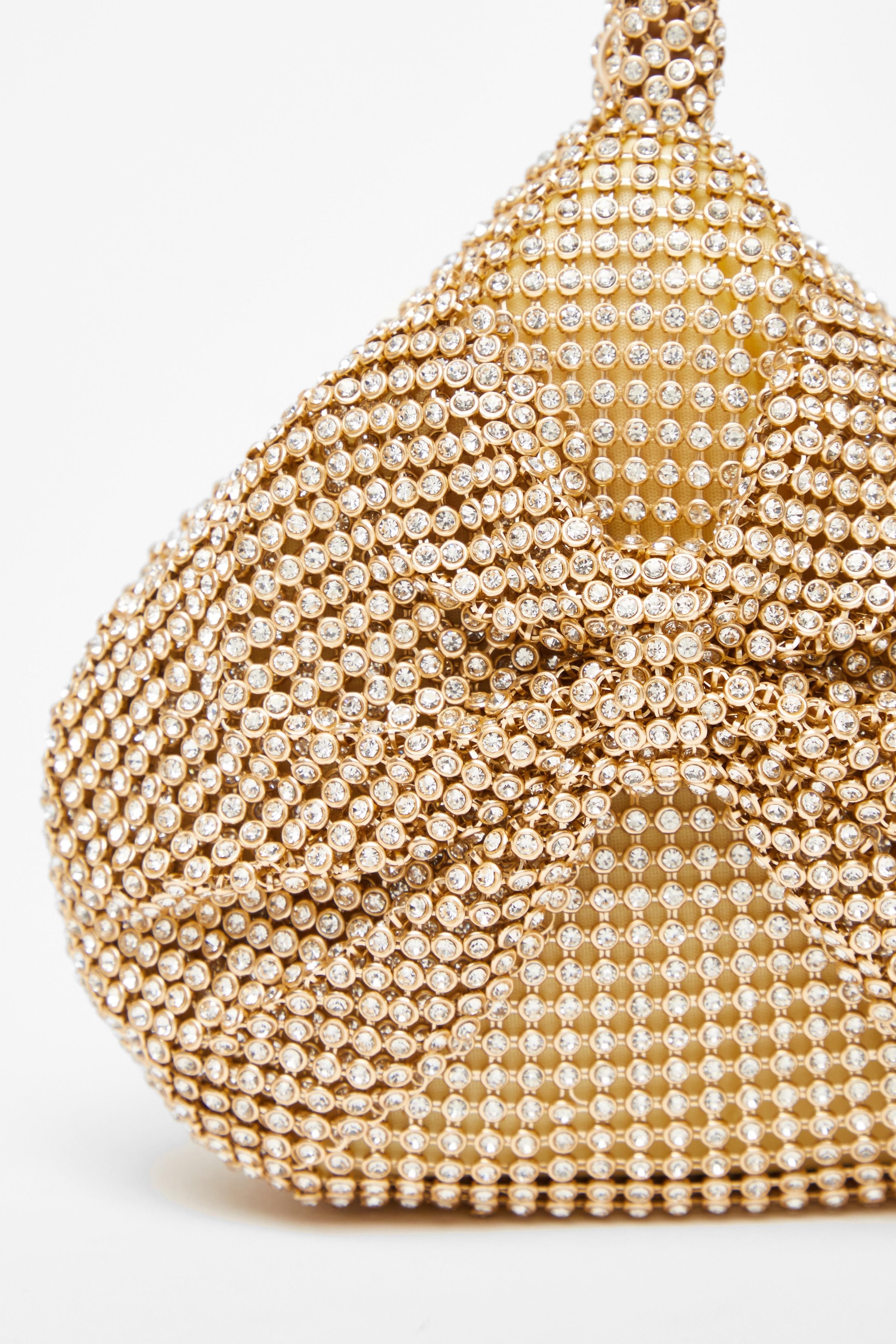 Quiz Gold Diamante Pouch Bag image 5