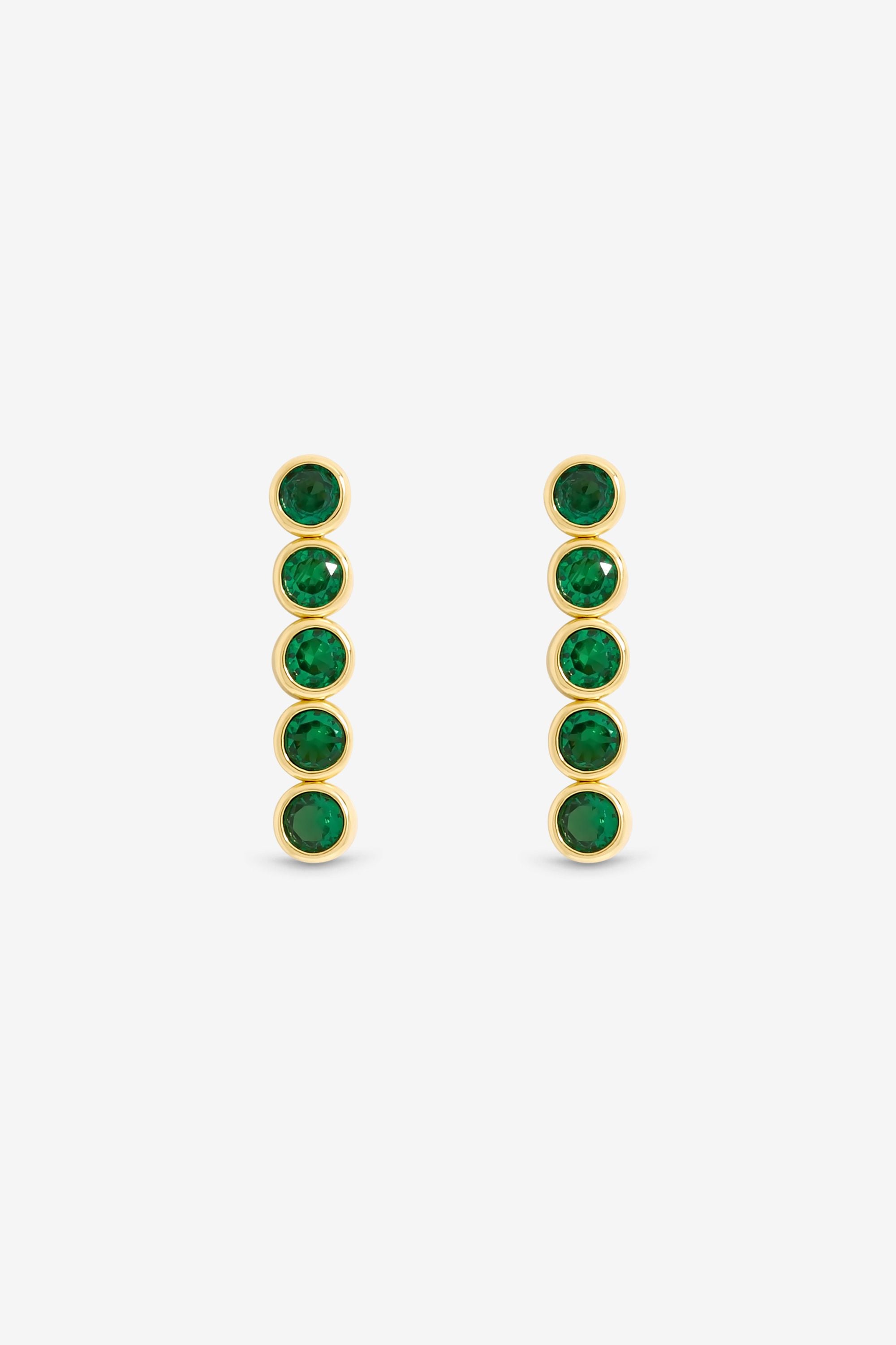 Jon Richard 14K Gold Plated and Emerald Cubic Zirconia Tennis Earrings - Gift Box image 2