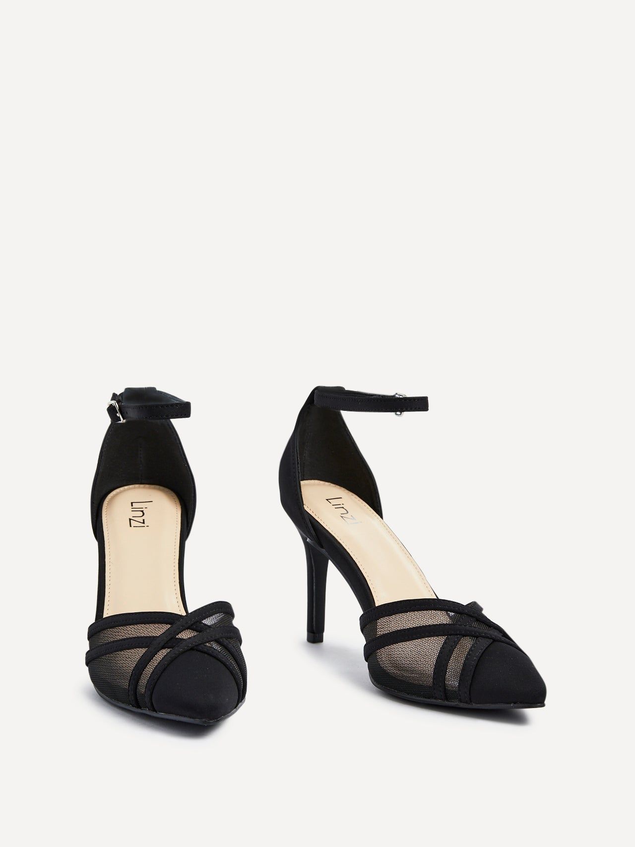 Linzi Siobhan Black Mesh Closed Back Court Heel image 3