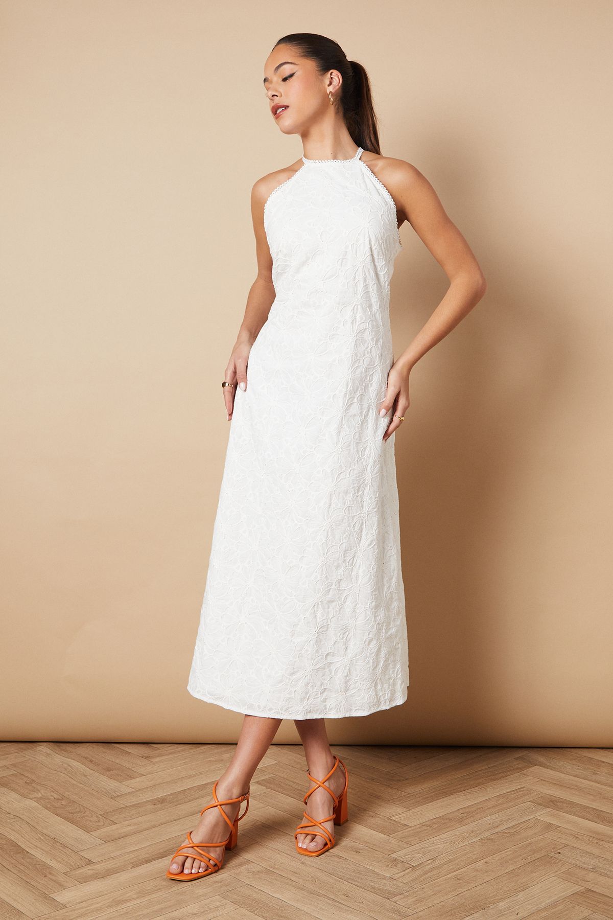 Oasis Molly Faux Leather  Strappy Block Heeled Sandals Orange image 2