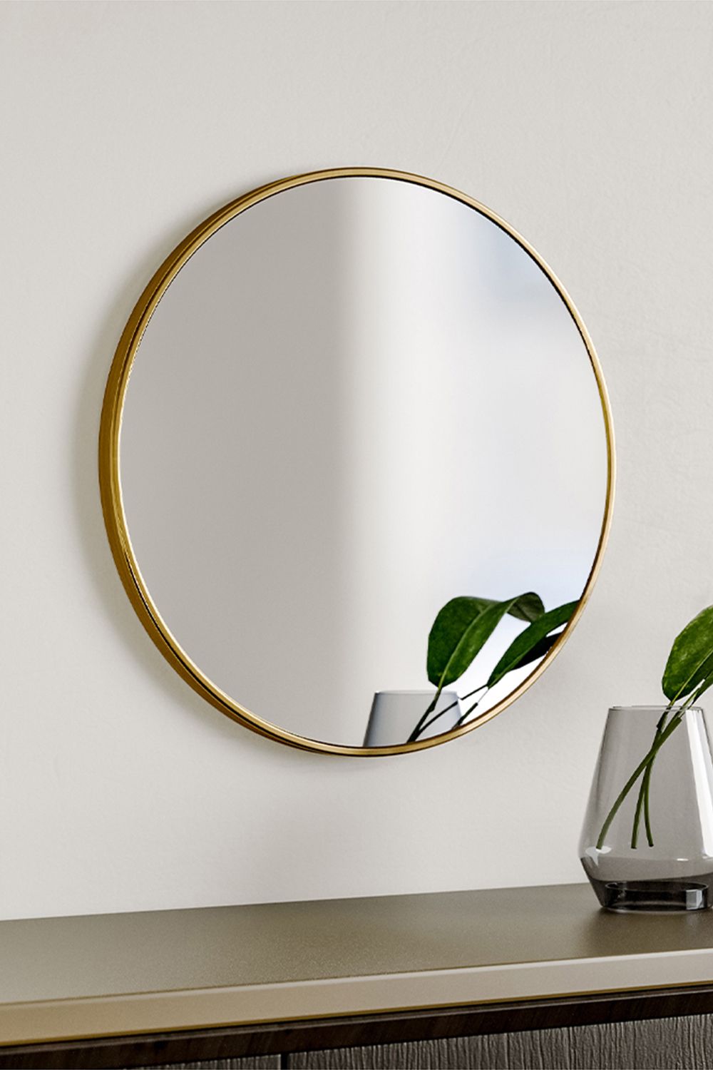 Living and Home 40cm Nordic Gold Round Bathroom Mirror Wall-Mounted Washbasin Mirror with Metal Frame image 1