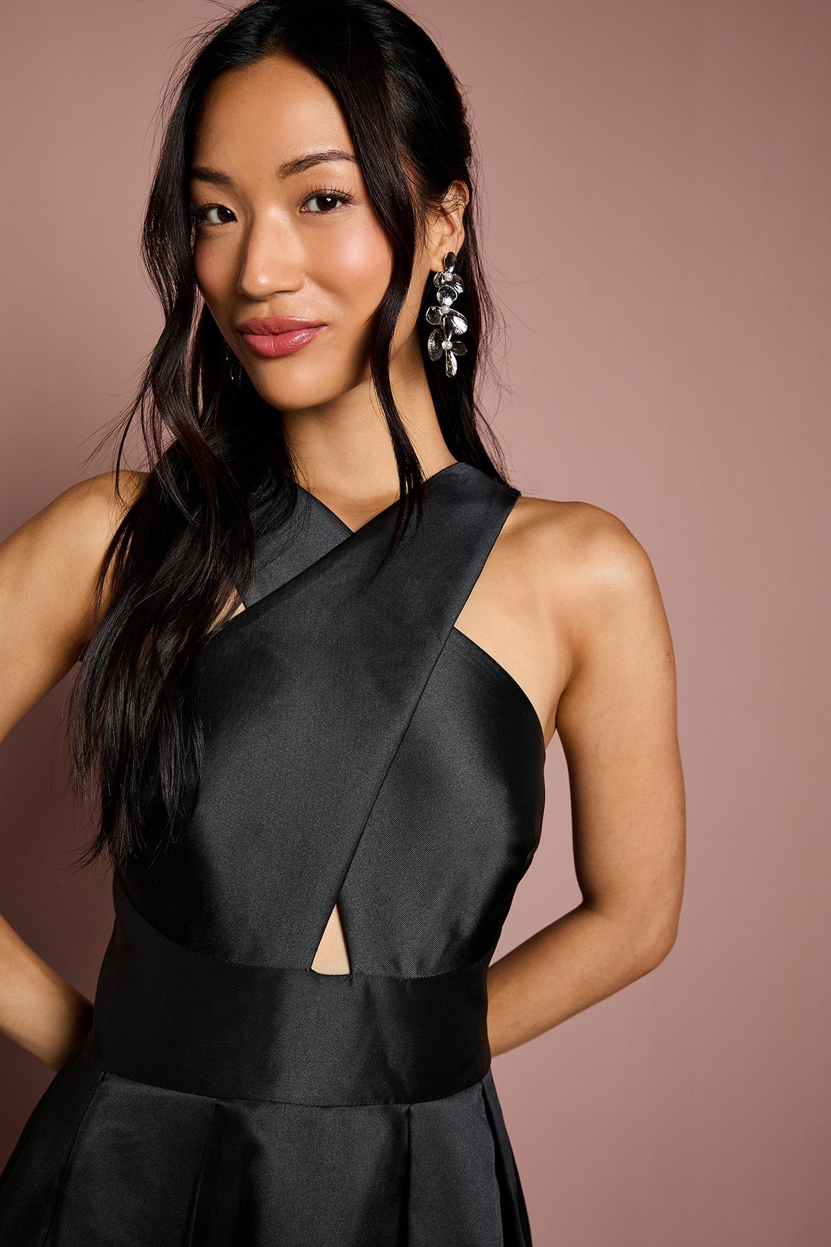 Coast Cross Neck Twill Bridesmaid Dress Black image 4