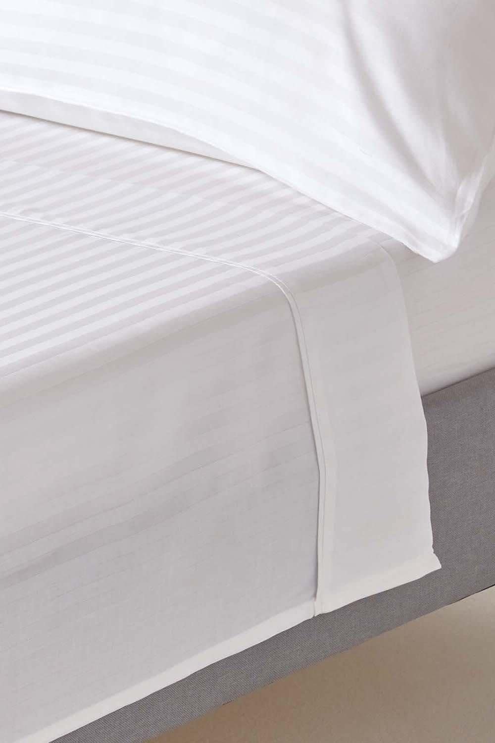 Homescapes Egyptian Cotton Satin Stripe Flat Sheet 330 Thread Count image 1