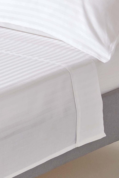 Homescapes Egyptian Cotton Satin Stripe Flat Sheet 330 Thread Count