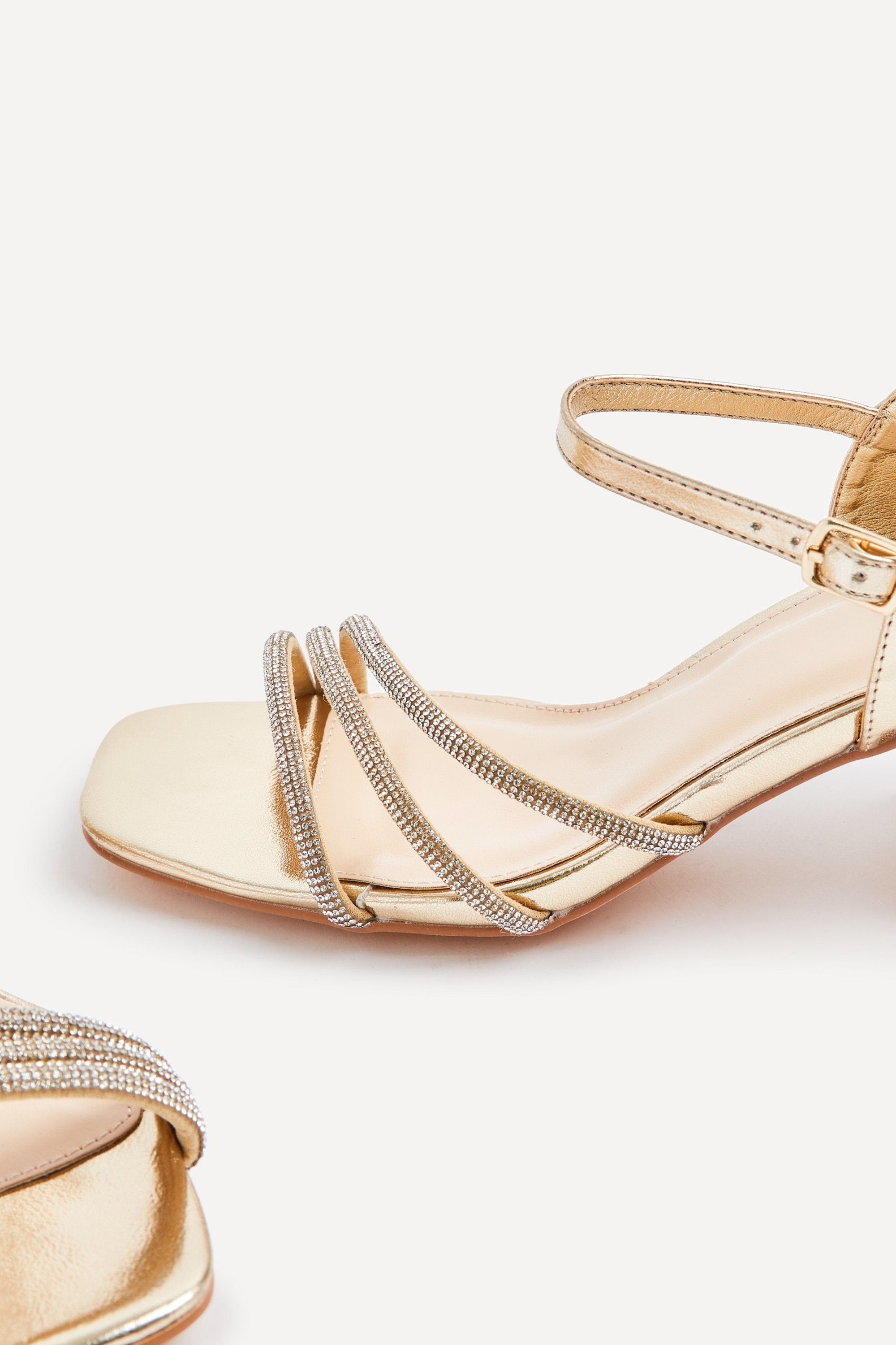 Linzi Mariah Wide Fit Gold Faux Leather Open Back Heel image 4