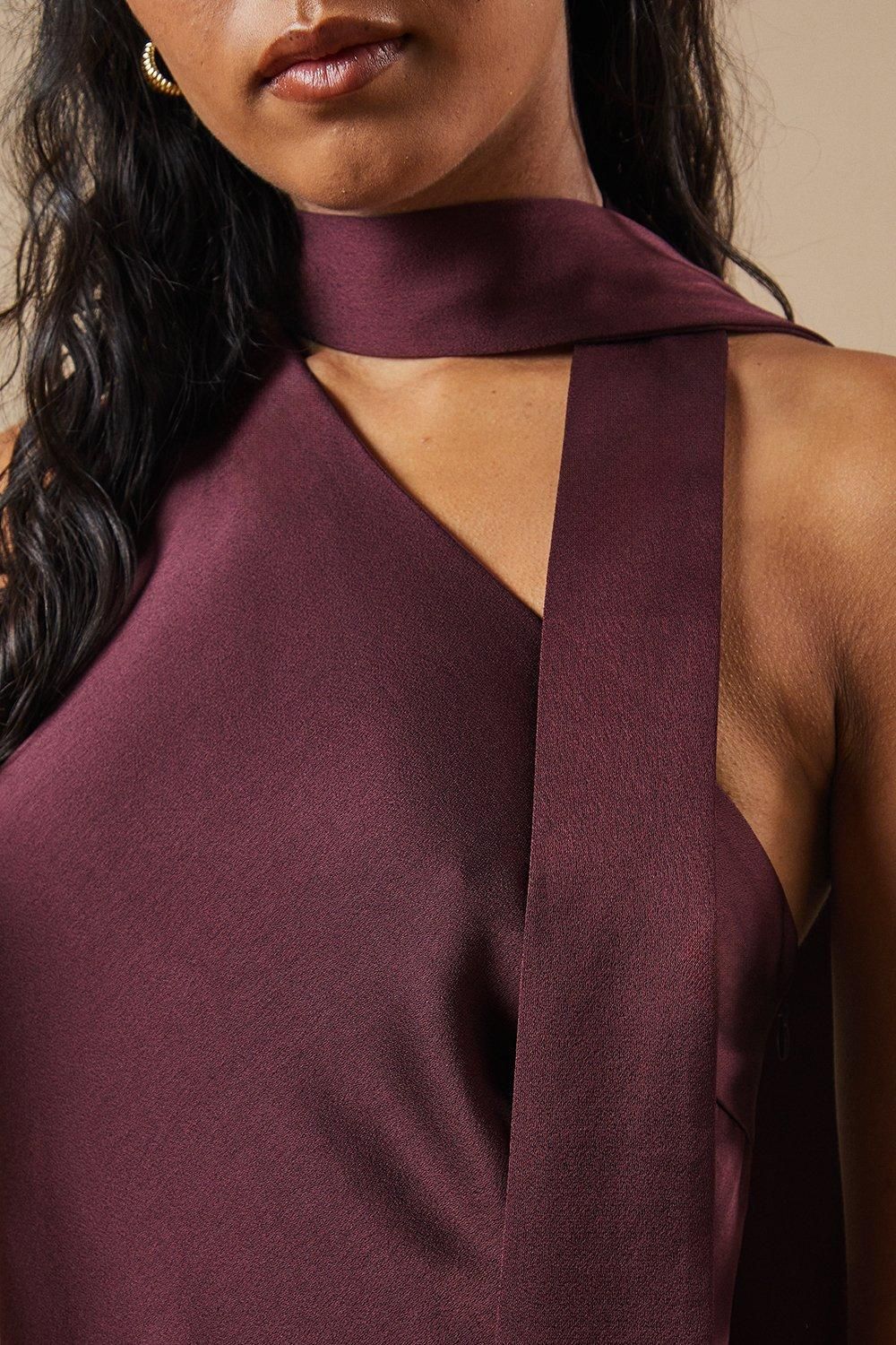 Oasis Petite Occasion Tie Bias Maxi Dress Chocolate image 5