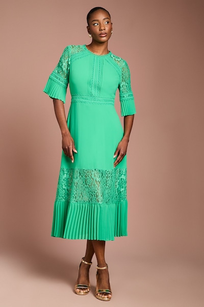 Coast Lace Insert Midi Dress Green