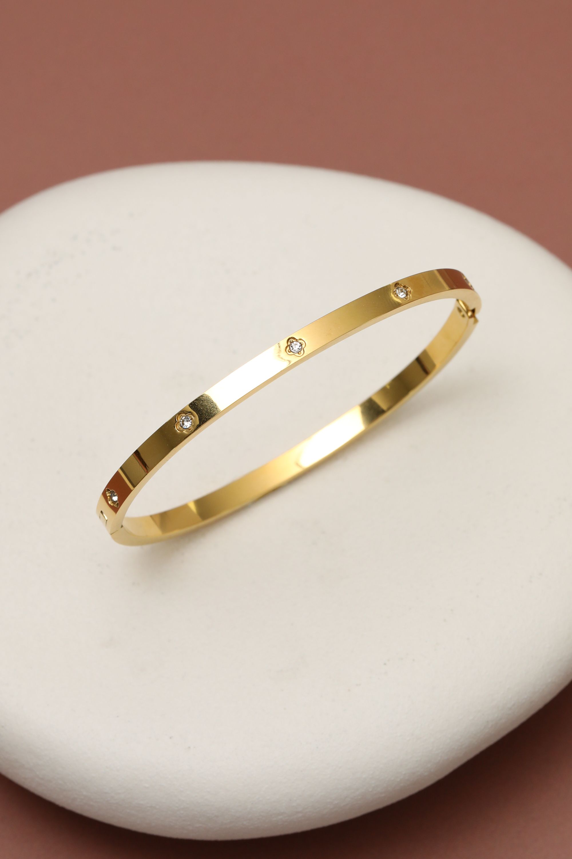 Jon Richard Gold Plated Waterproof Clover Bangle image 2