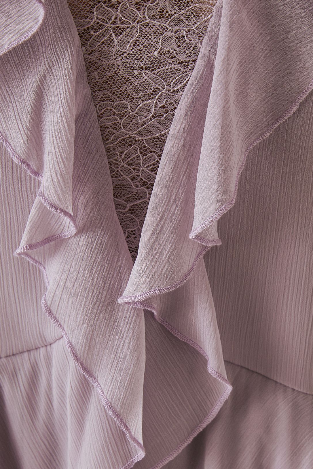 Warehouse Chiffon Strappy Lace Insert Smock Mini Dress Lilac image 5