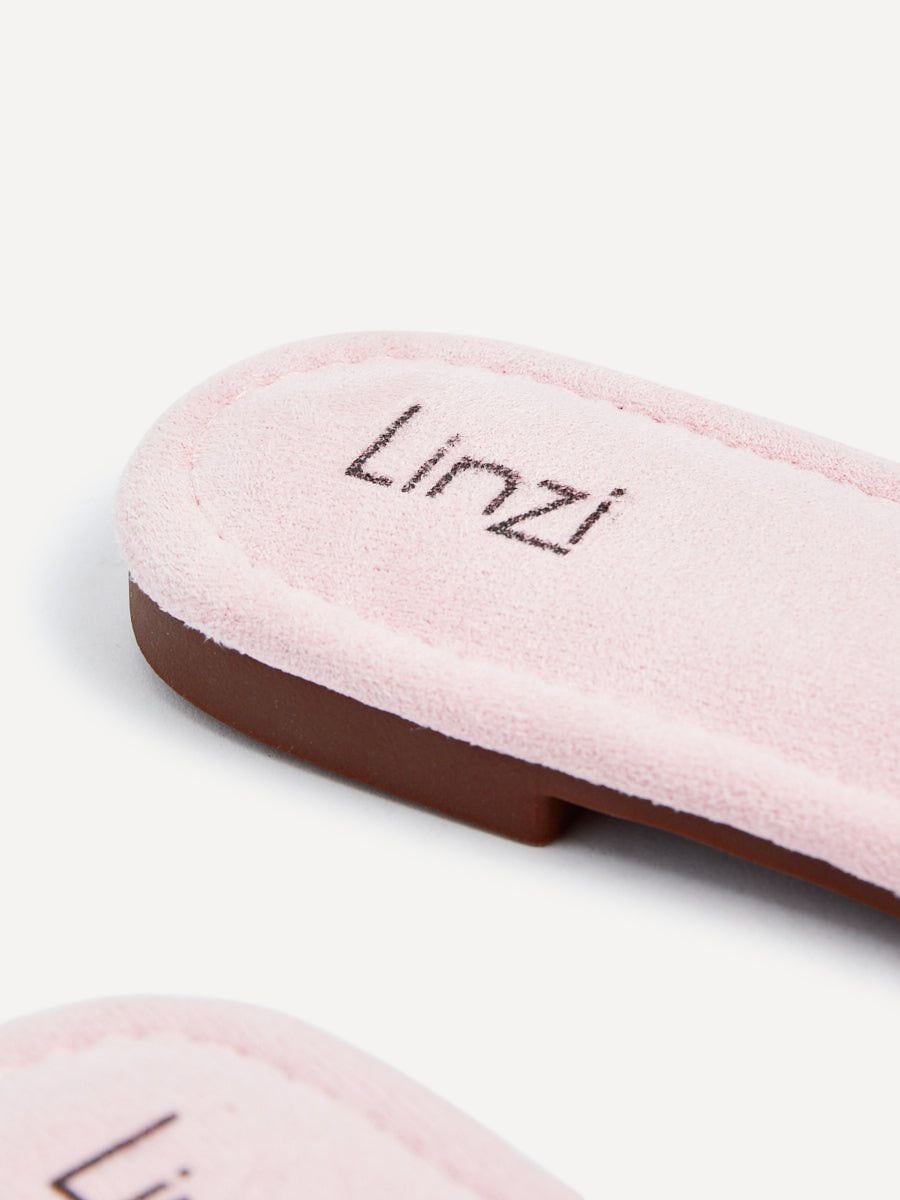 Linzi Indira Baby Pink Suede Aztec Design Embellished Slider Sandal image 5