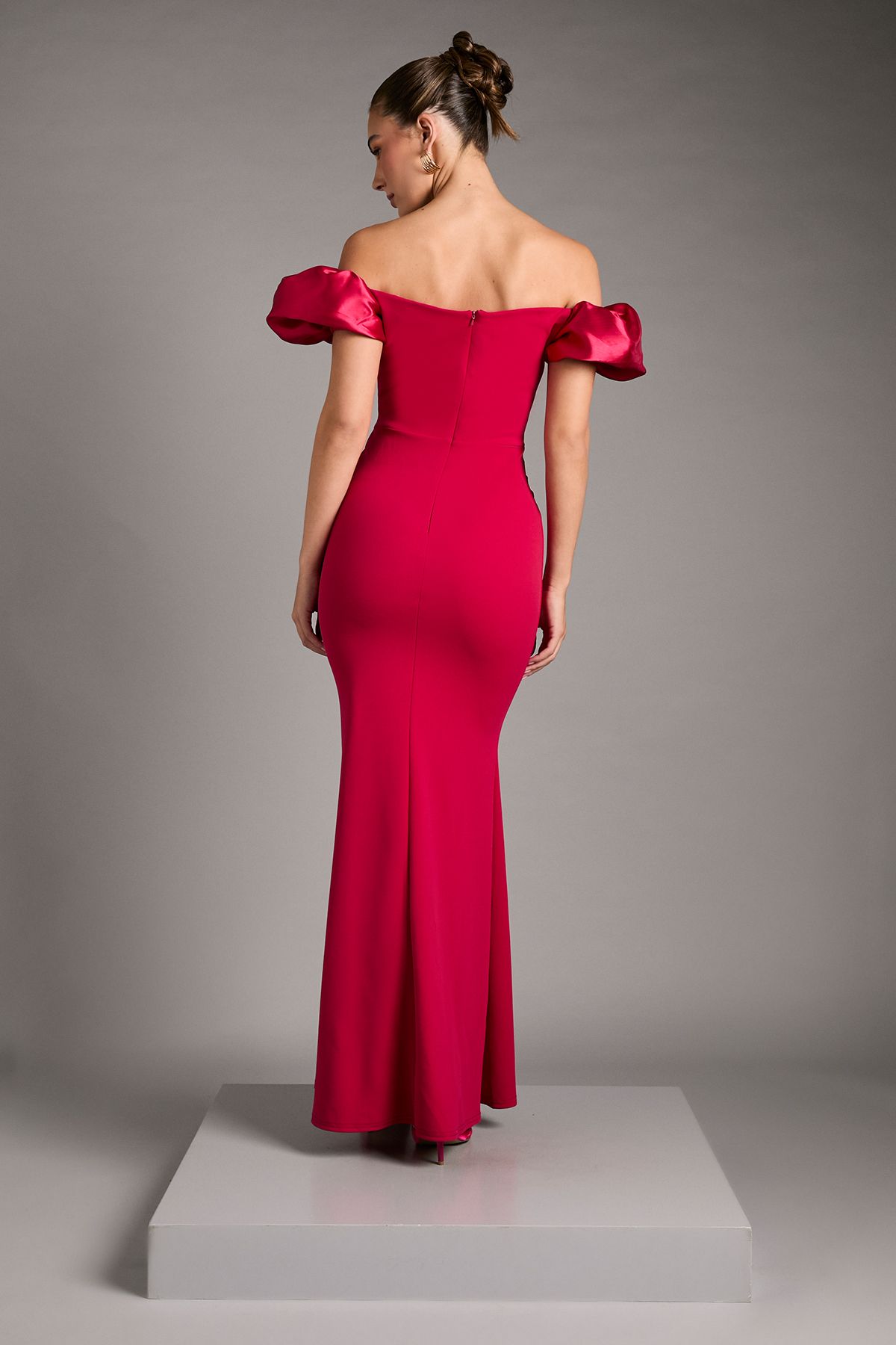 Coast Volume Sleeve Scuba Maxi Dress Magenta image 3