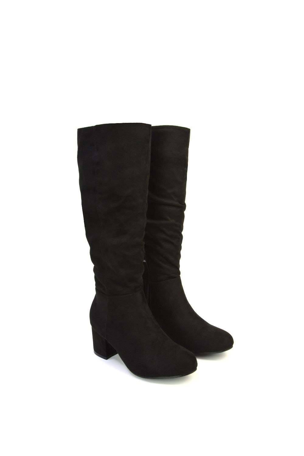 XY London 'Jackie' Ruched Mid Block High Heel Knee High Boots image 3