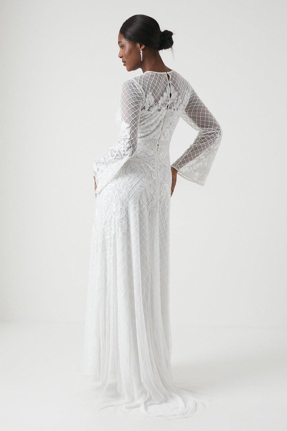 Coast Heavily Embellished Boho Wedding Dress Ivory image 3