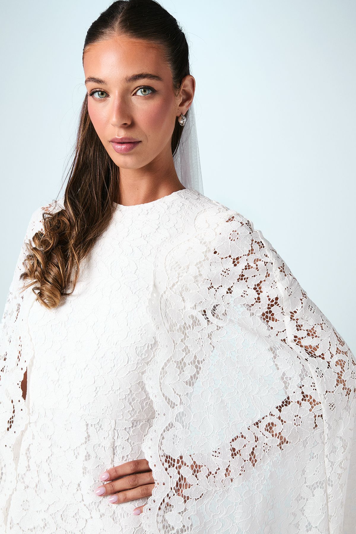 Coast Lace Cape Wedding Dress Ivory image 4