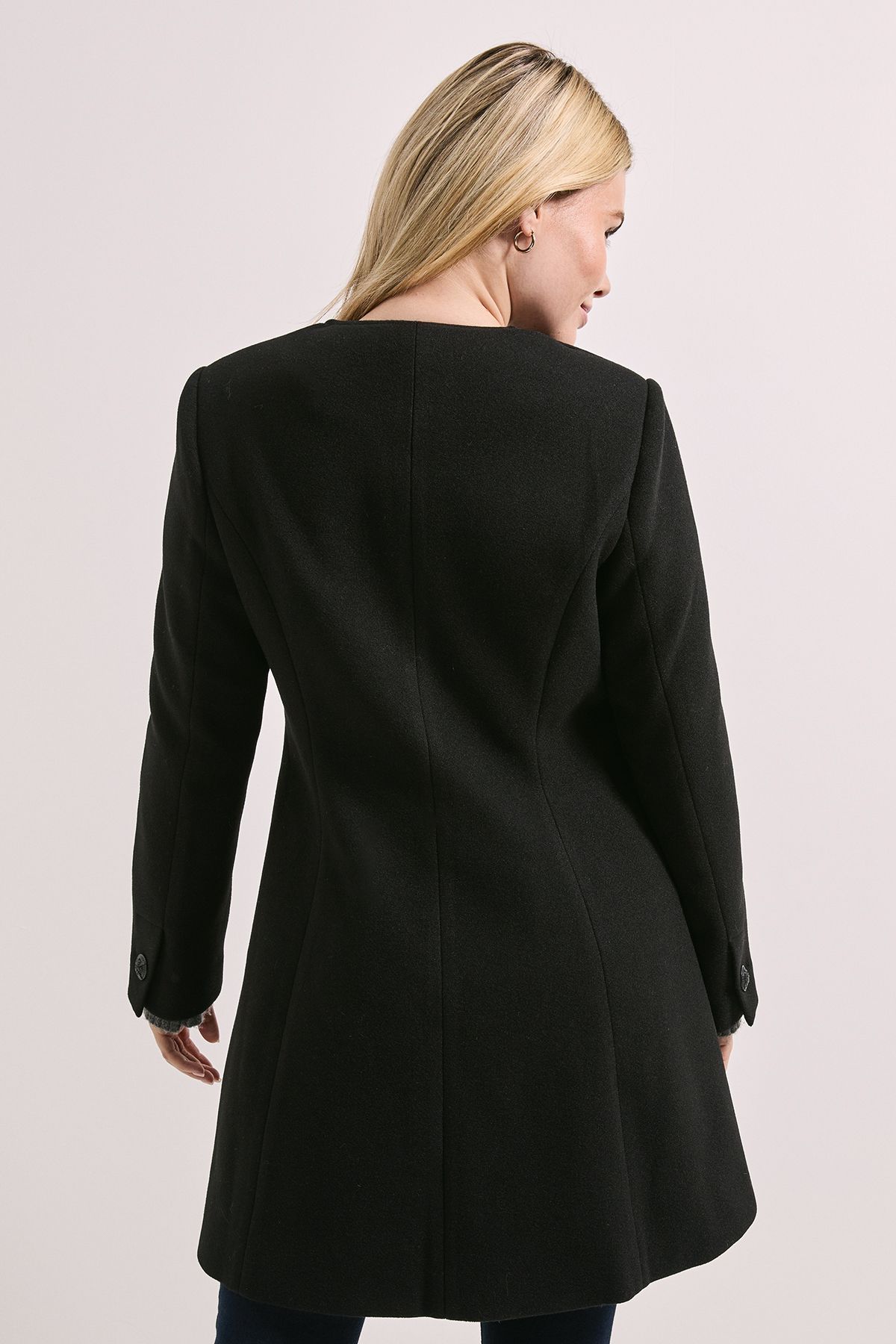 Dorothy Perkins Button Detail Faux Wool Midi Coat Black image 3