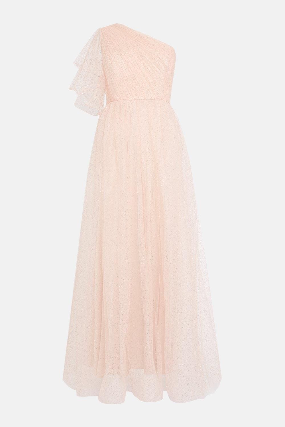 Coast Tulle Tiered Frill Sleeve Dress Blush image 4