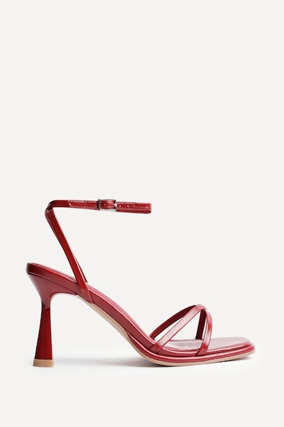 Linzi Verve Red Faux Leather Crossover Stiletto Heel