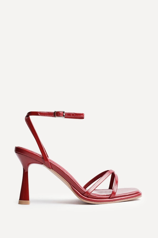 Linzi Verve Red Faux Leather Crossover Stiletto Heel