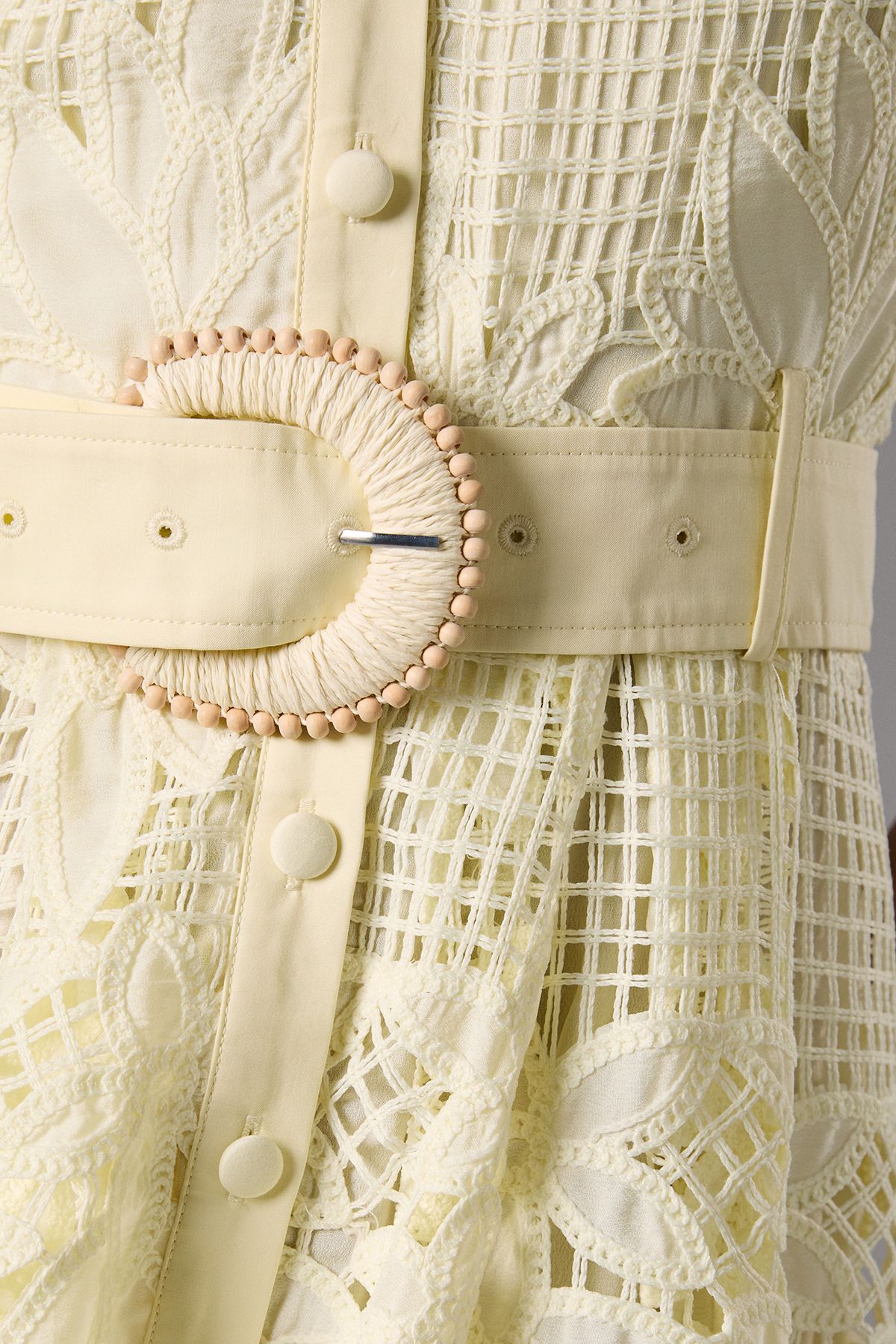 Coast Belted Sleeveless Cutwork Lace Midi Dress Lemon image 5