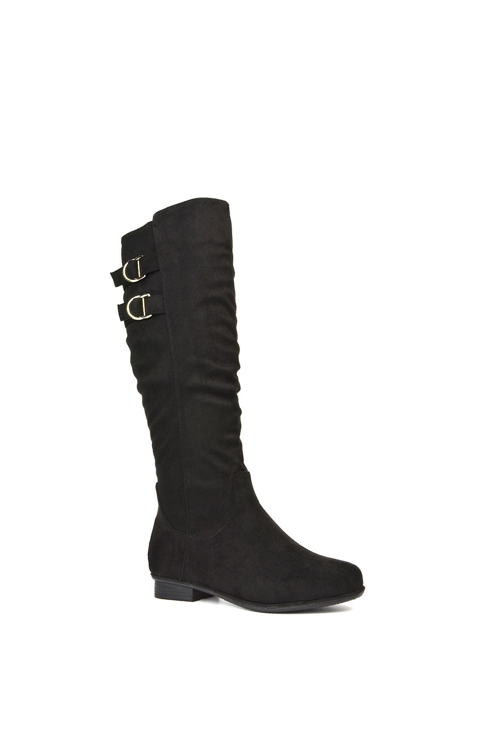 XY London 'Mia' Slouchy Flat Heel Knee High Boots With Buckle Detail image 2
