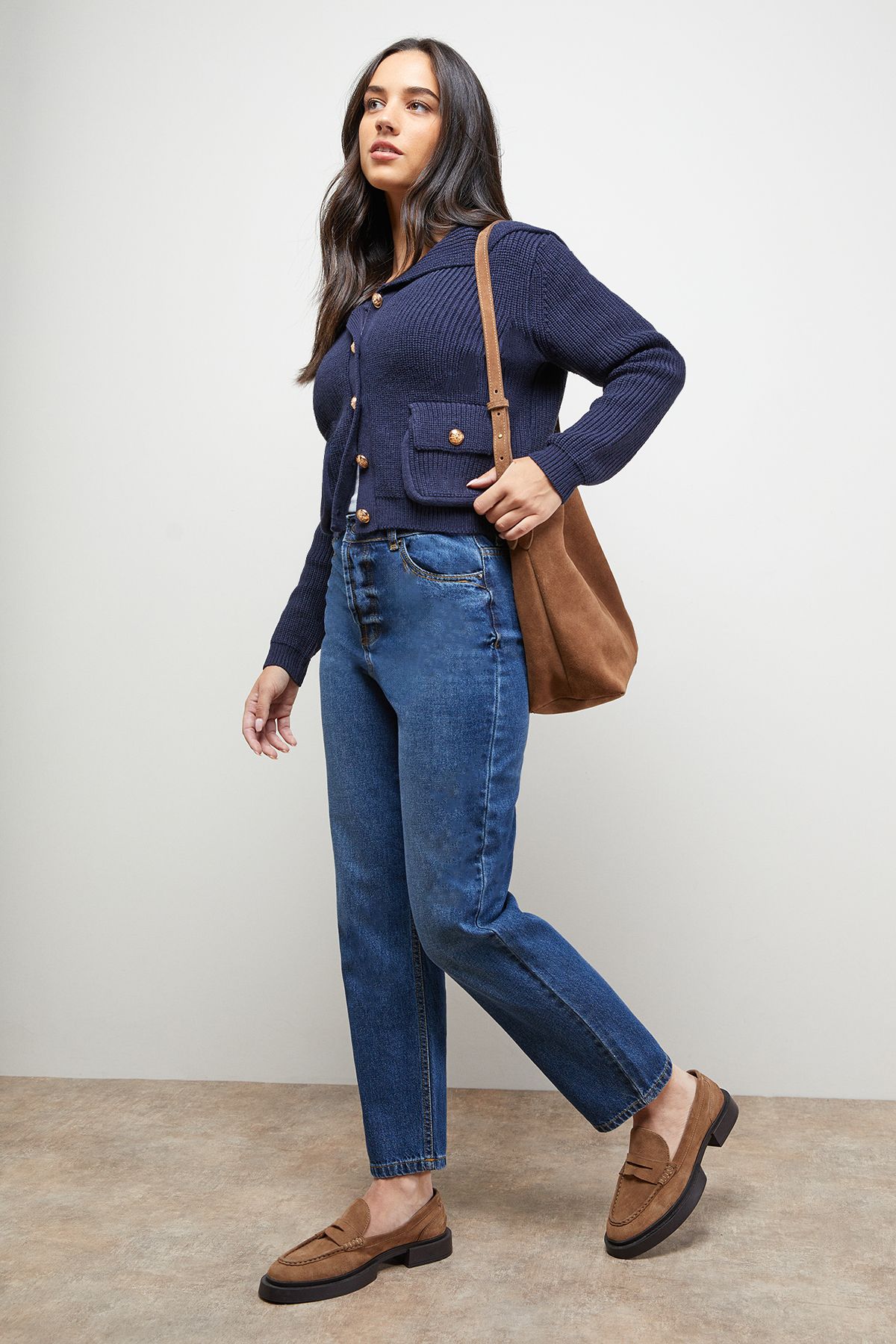 Oasis Hooded Pocket Front Button Down Cardigan Navy image 5