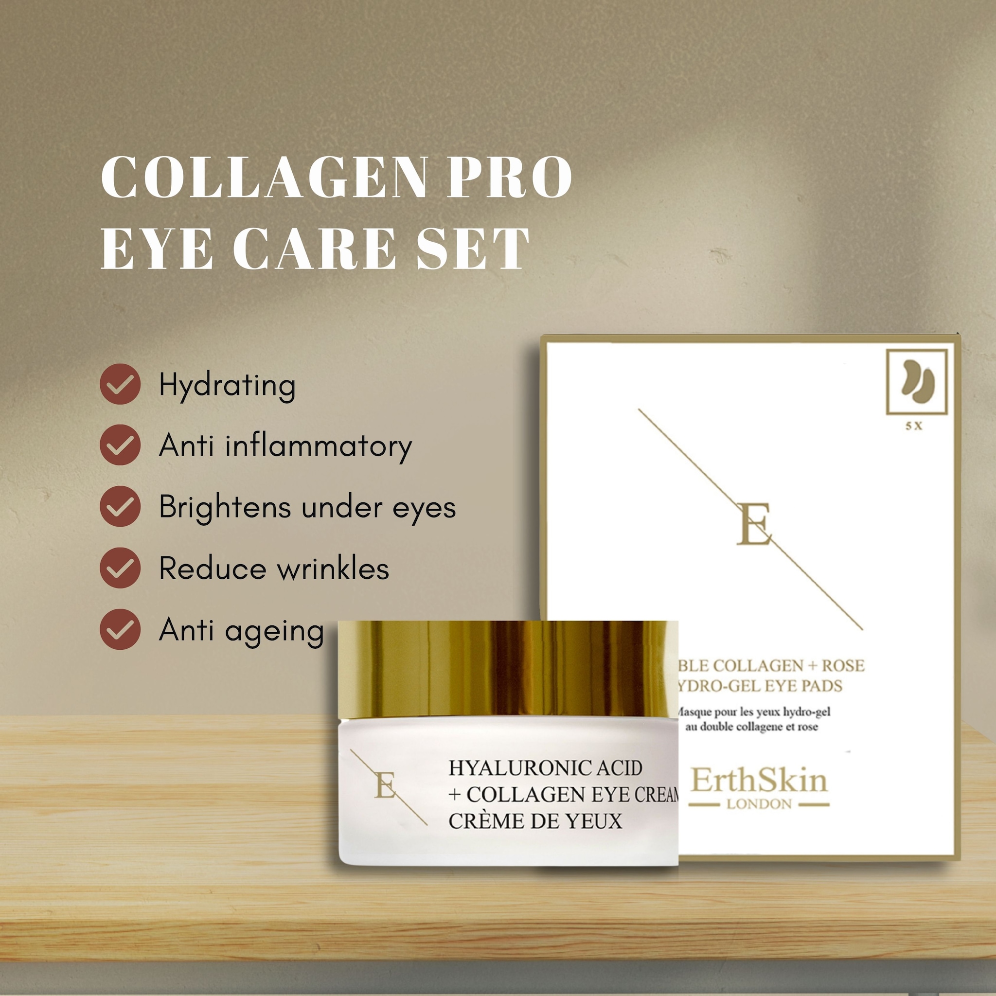 Erth Skin London Pro Age Cream 30ml + Double Collagen Rose Hydrogel Eye Pads image 3