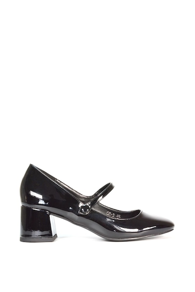 XY London 'Leneka' Low Block Heel Slip On Court Shoes With Front Strap