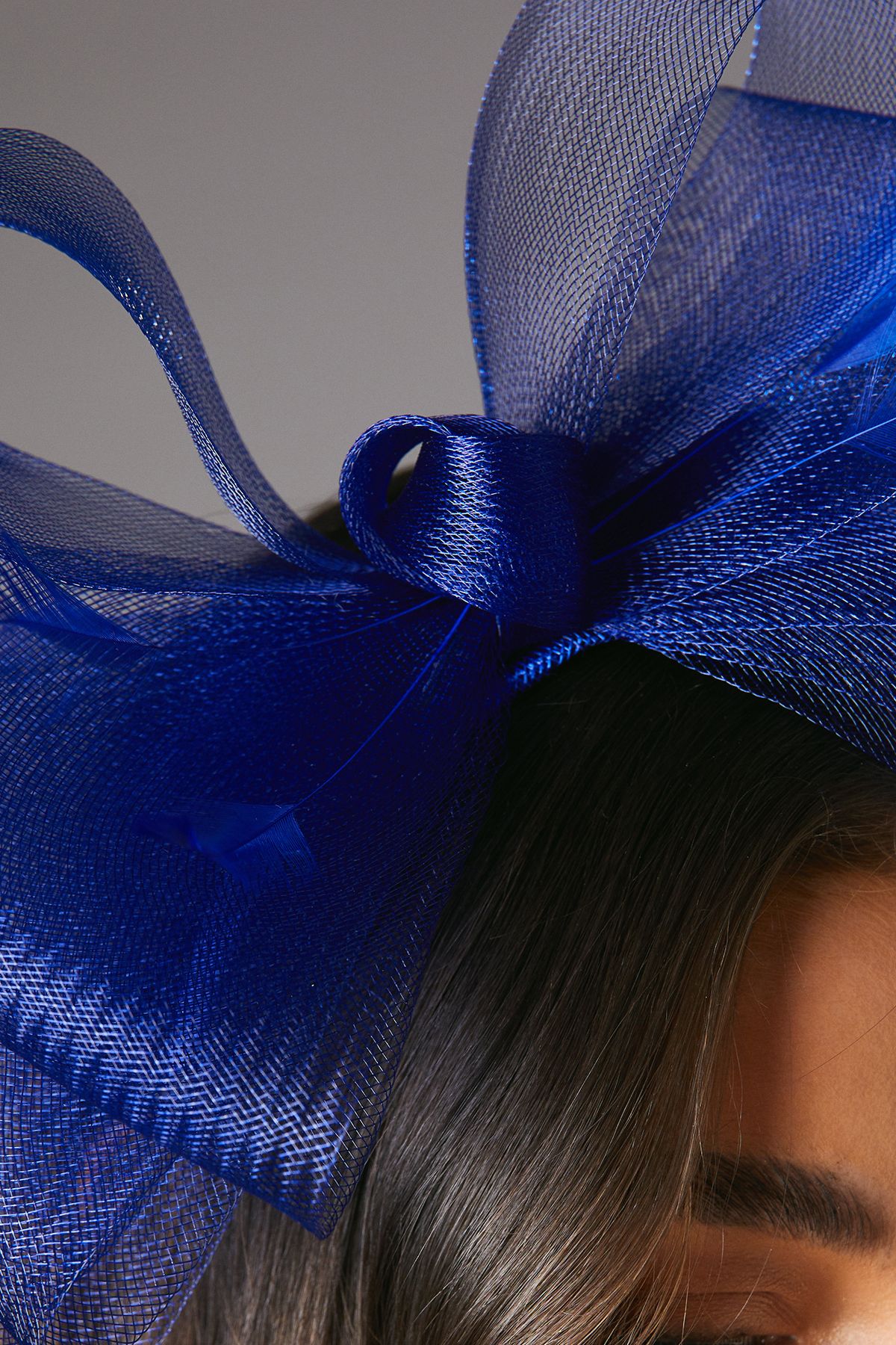 Coast Bow Mesh Fascinator With Feathers Cobalt image 3