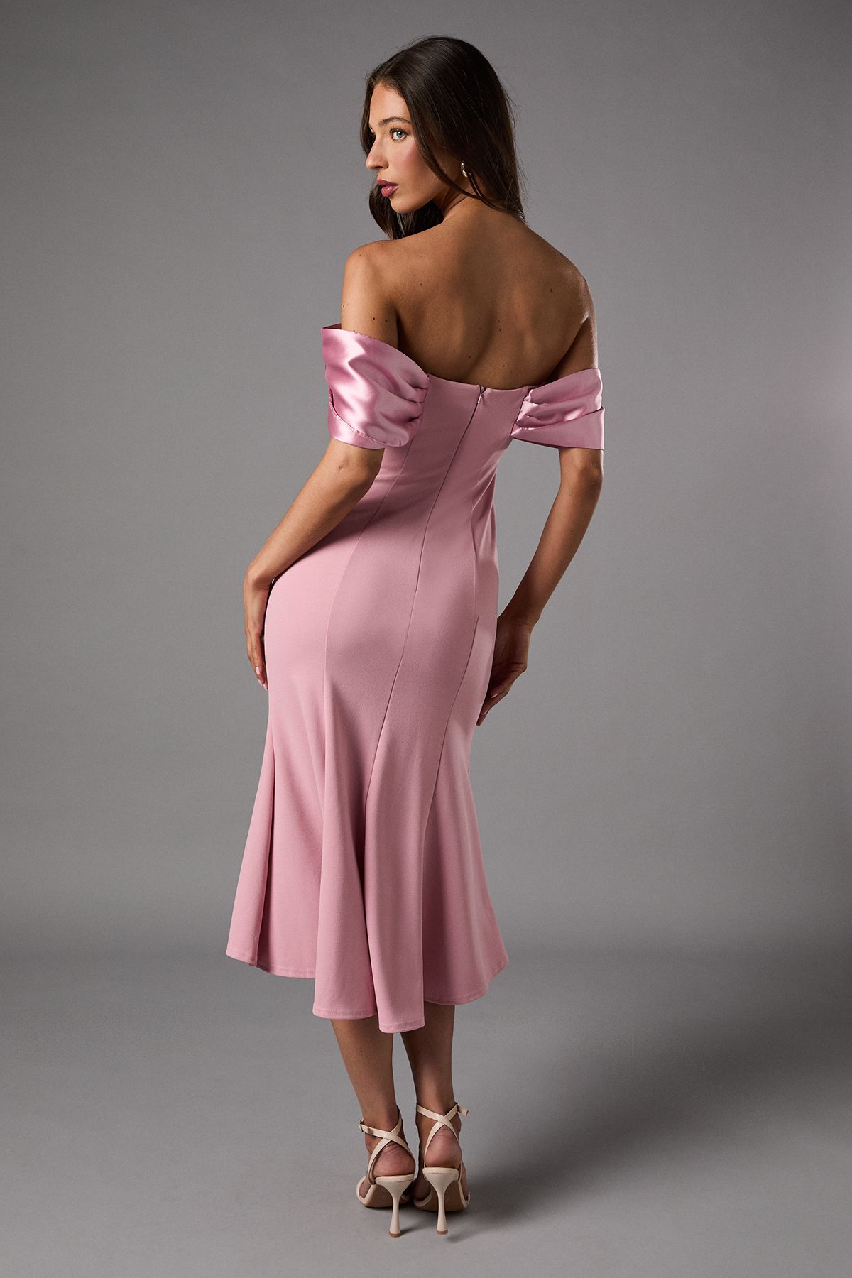 Coast Satin Sleeve Scuba Midi Dress Blush image 3
