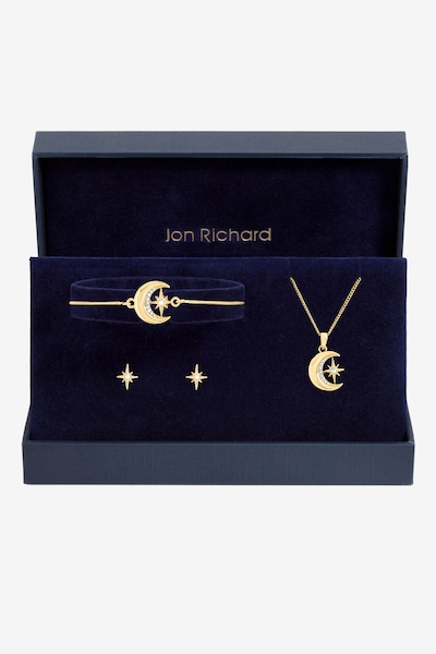 Jon Richard Gold Plated Crystal and Moon Trio Set - Gift Box