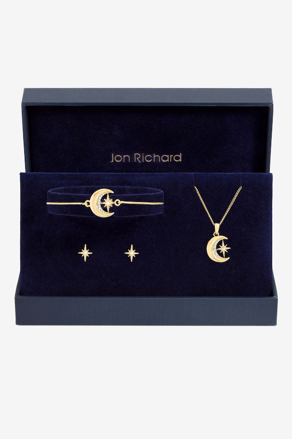 Jon Richard Gold Plated Crystal and Moon Trio Set - Gift Box